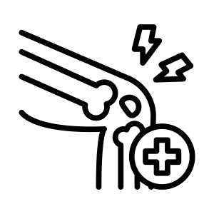 Icon of a person with a bandage on an injured arm, lightning bolt, and cross symbol | AiPro tablets benefit image 2