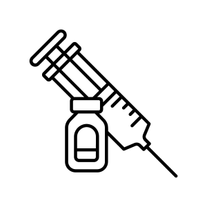 Line drawing of a syringe and vial on a white background | AiPro tablets benefit image 4