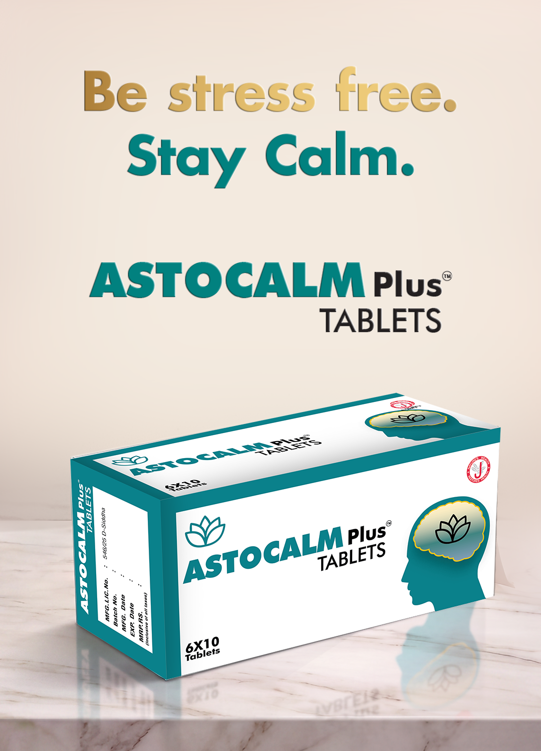 A box of ASTOCALM Plus Tablets is a stress relief tablets
